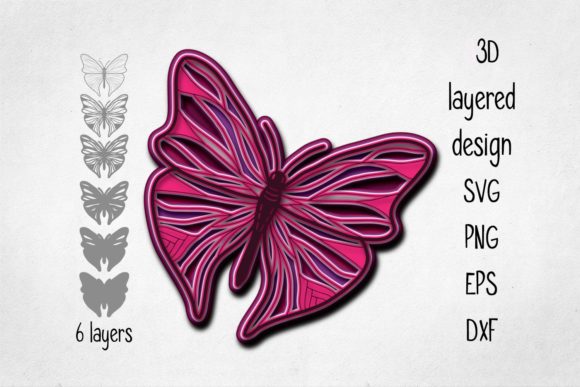 3D Layered Butterfly Design for Creative Projects