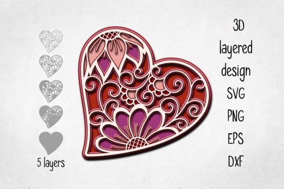 3D Layered Heart for Creative Projects