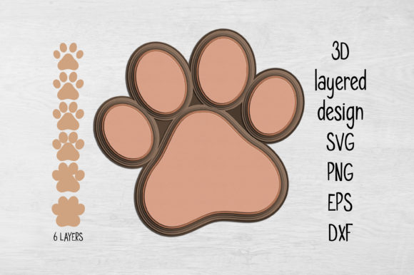 3D Layered Paw: Creative Design for Decor