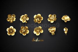The Artistic and Symbolic Value of a Set of Golden Sakura Flowers in Design